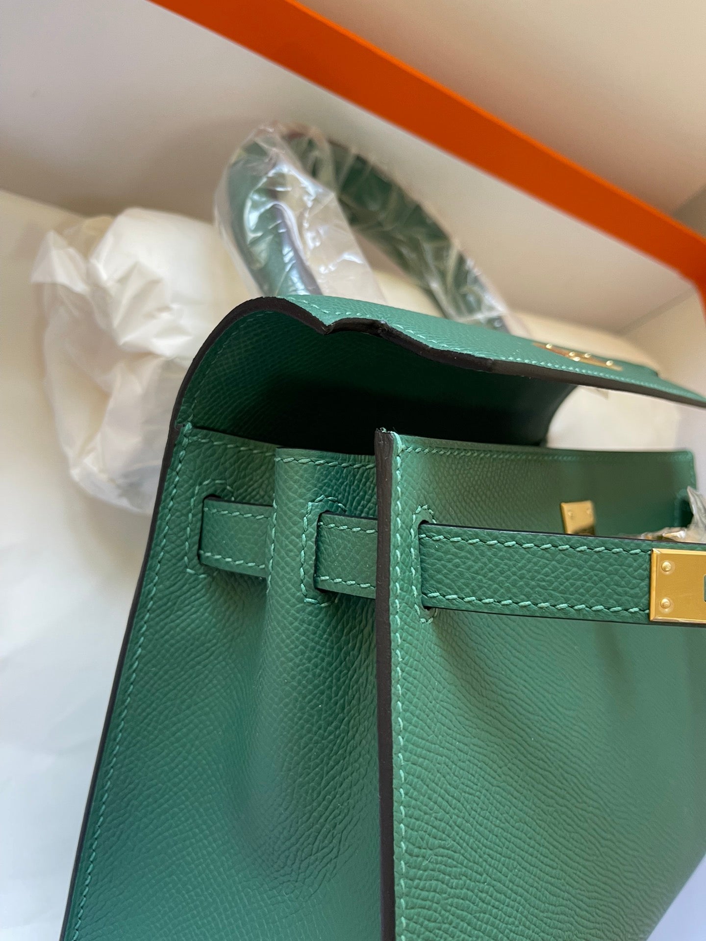 KELLY MINI 20 BAG IN DARK GREEN CALFSKIN WITH GOLD HARDWARE (MADE-TO-ODER)