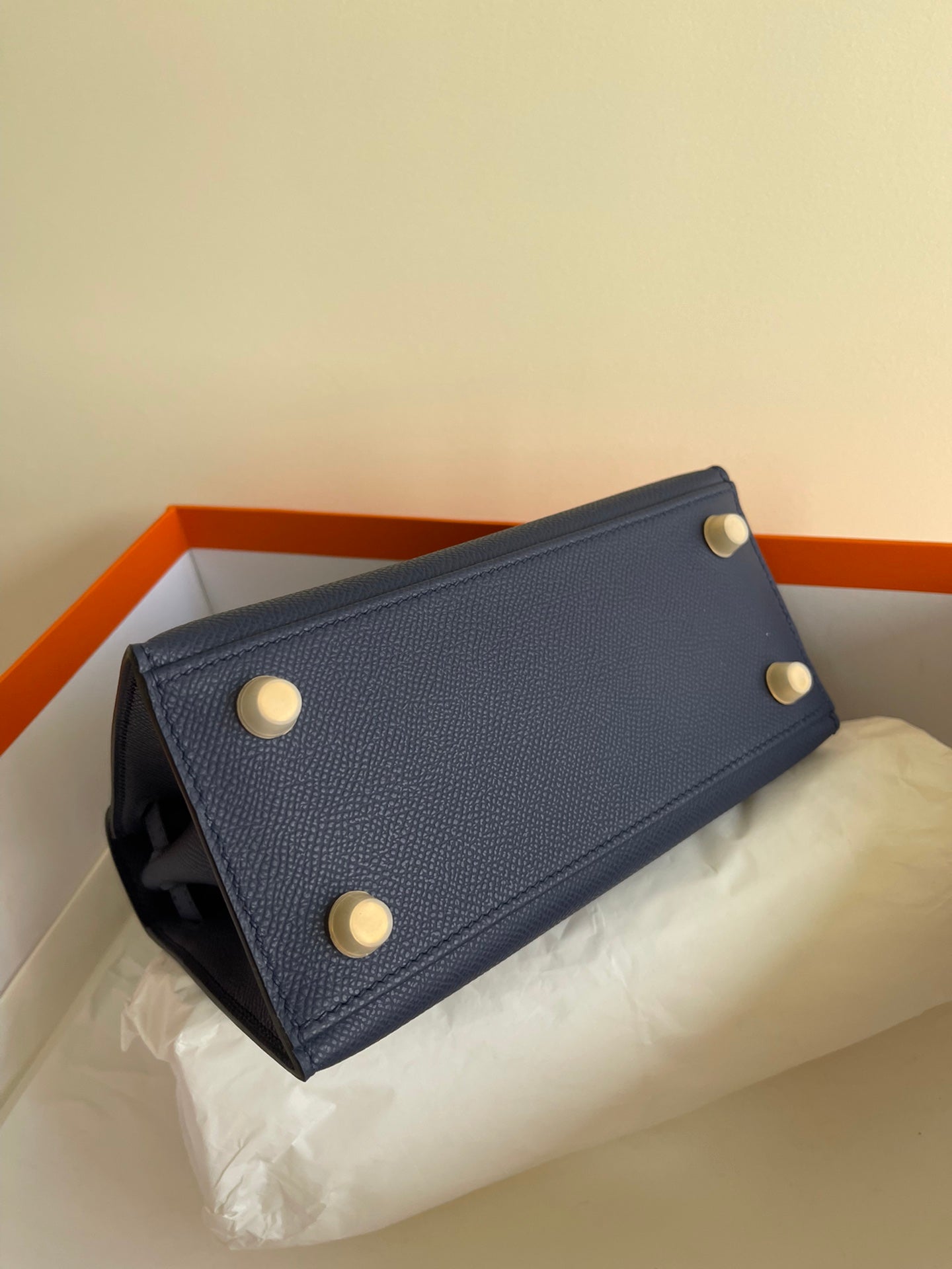 KELLY MINI 20 BAG IN NAVY BLUE CALFSKIN WITH GOLD HARDWARE (MADE-TO-ODER)