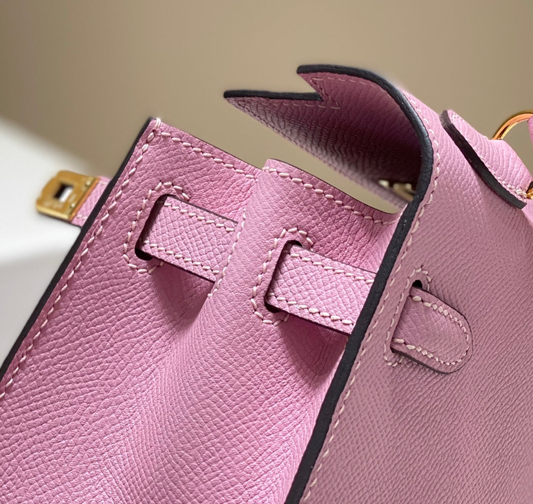 KELLY MINI 20 BAG IN BABY PINK CALFSKIN WITH GOLD HARDWARE (MADE-TO-ODER)