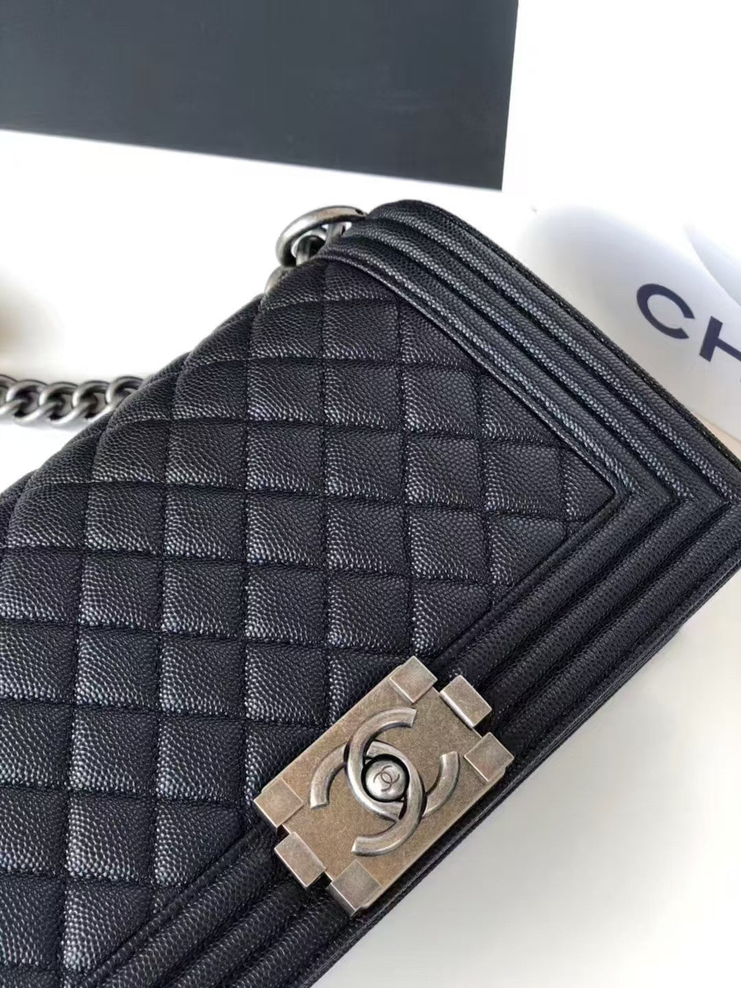 Leboy Black Vintage Silver Buckle Medium Bag