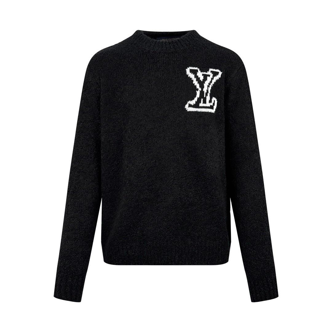 Black Crew Neck Sweater With Letters