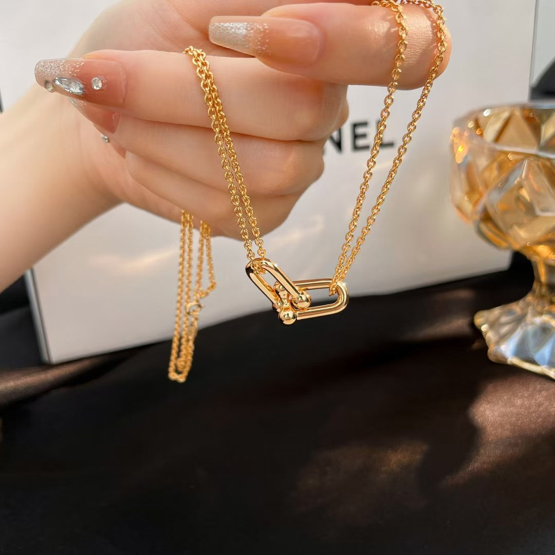 U-shaped Double Chain Glod Necklace