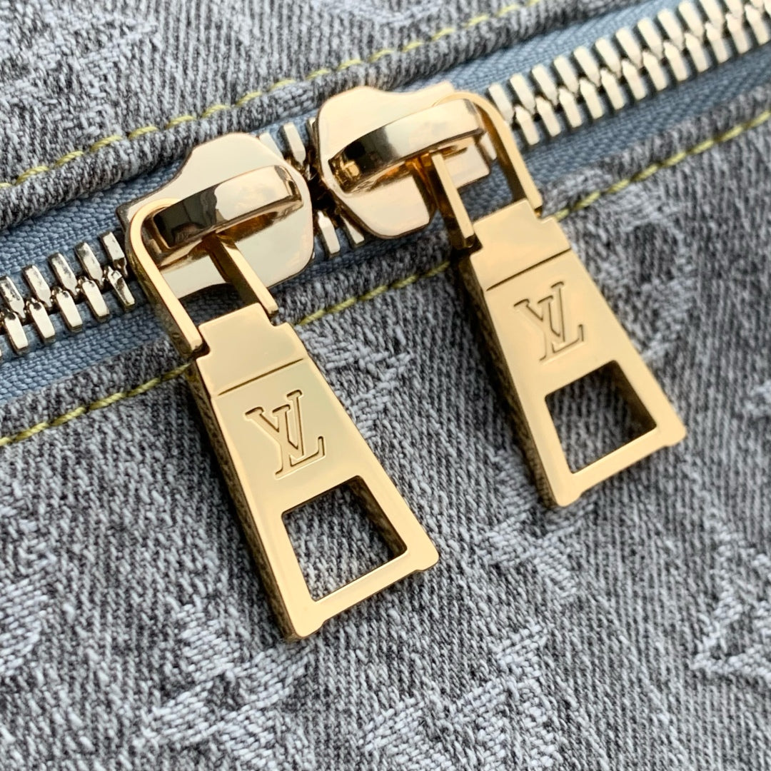 COUSSIN HOBO MM 38 IN GREY MONOGRAM DENIM