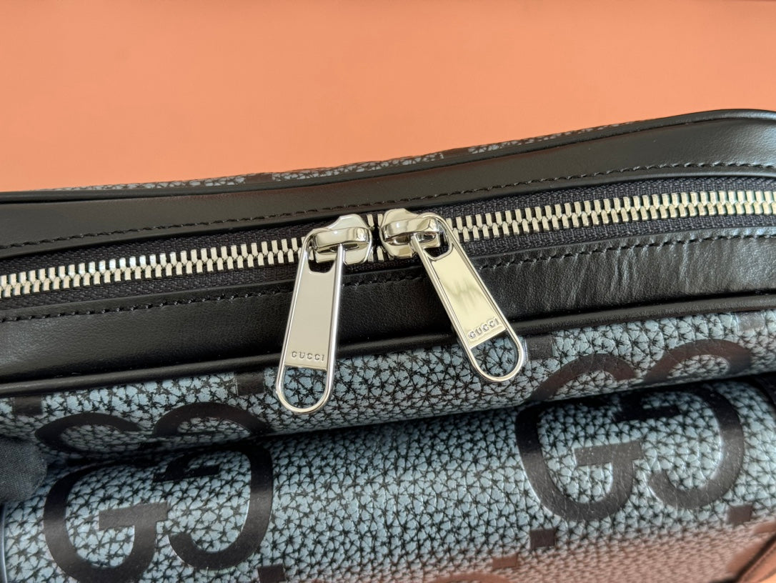 SMALL JUMBO CROSSBODY 23 IN GREY AND BLACK GRAINY GG LAMBSKIN