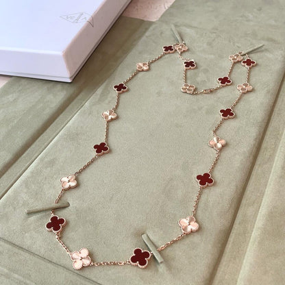 [AURORA]CLOVER 20 MOTIFS LASER CARNELIAN NECKLACE