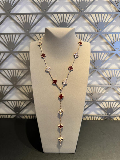 [AURORA]CLOVER 20 MOTIFS LASER CARNELIAN NECKLACE