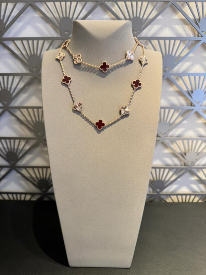 [AURORA]CLOVER 20 MOTIFS LASER CARNELIAN NECKLACE