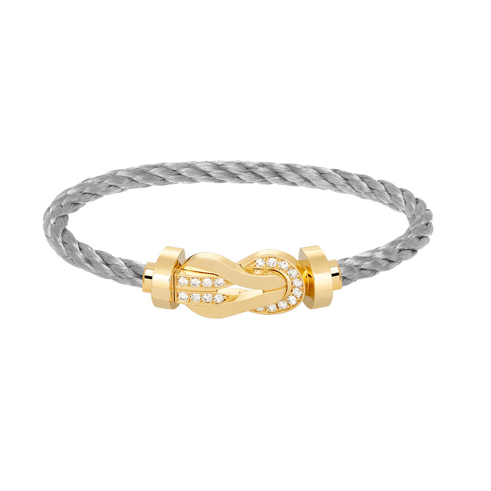 [AURORA]CHANCE LARGE 8 FIGURE BUCKLE HALF DIAMOND BRACELET GOLD