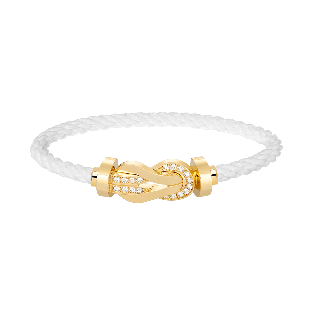[AURORA]CHANCE LARGE 8 FIGURE BUCKLE HALF DIAMOND BRACELET GOLD