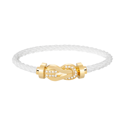 [AURORA]CHANCE LARGE 8 FIGURE BUCKLE HALF DIAMOND BRACELET GOLD