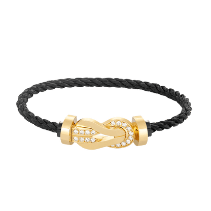 [AURORA]CHANCE LARGE 8 FIGURE BUCKLE HALF DIAMOND BRACELET GOLD