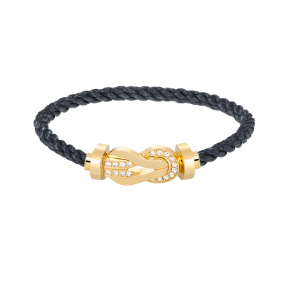 [AURORA]CHANCE LARGE 8 FIGURE BUCKLE HALF DIAMOND BRACELET GOLD