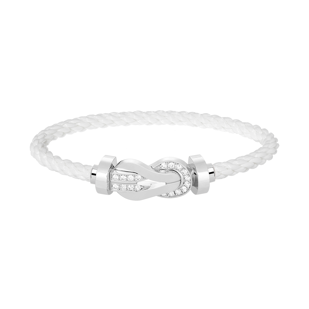[AURORA]CHANCE LARGE 8 FIGURE BUCKLE HALF DIAMOND BRACELET SILVER