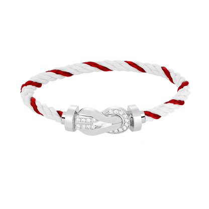 [AURORA]CHANCE LARGE 8 FIGURE BUCKLE HALF DIAMOND BRACELET SILVER