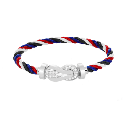 [AURORA]CHANCE LARGE 8 FIGURE BUCKLE HALF DIAMOND BRACELET SILVER