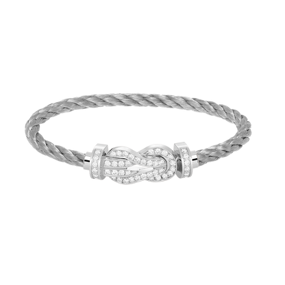 [AURORA]CHANCE LARGE 8 FIGURE BUCKLE FULL DIAMOND BRACELET SILVER