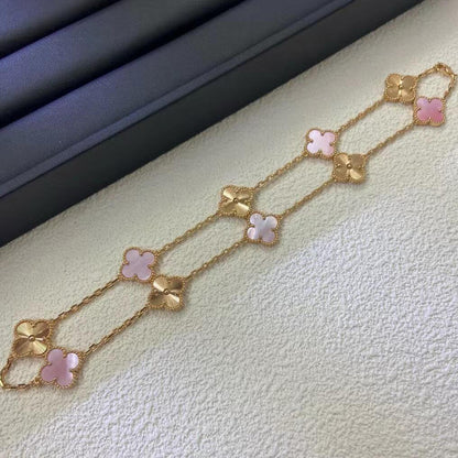 [AURORA]CLOVER 10 MOTIFS  LASER PINK MOP NECKLACE