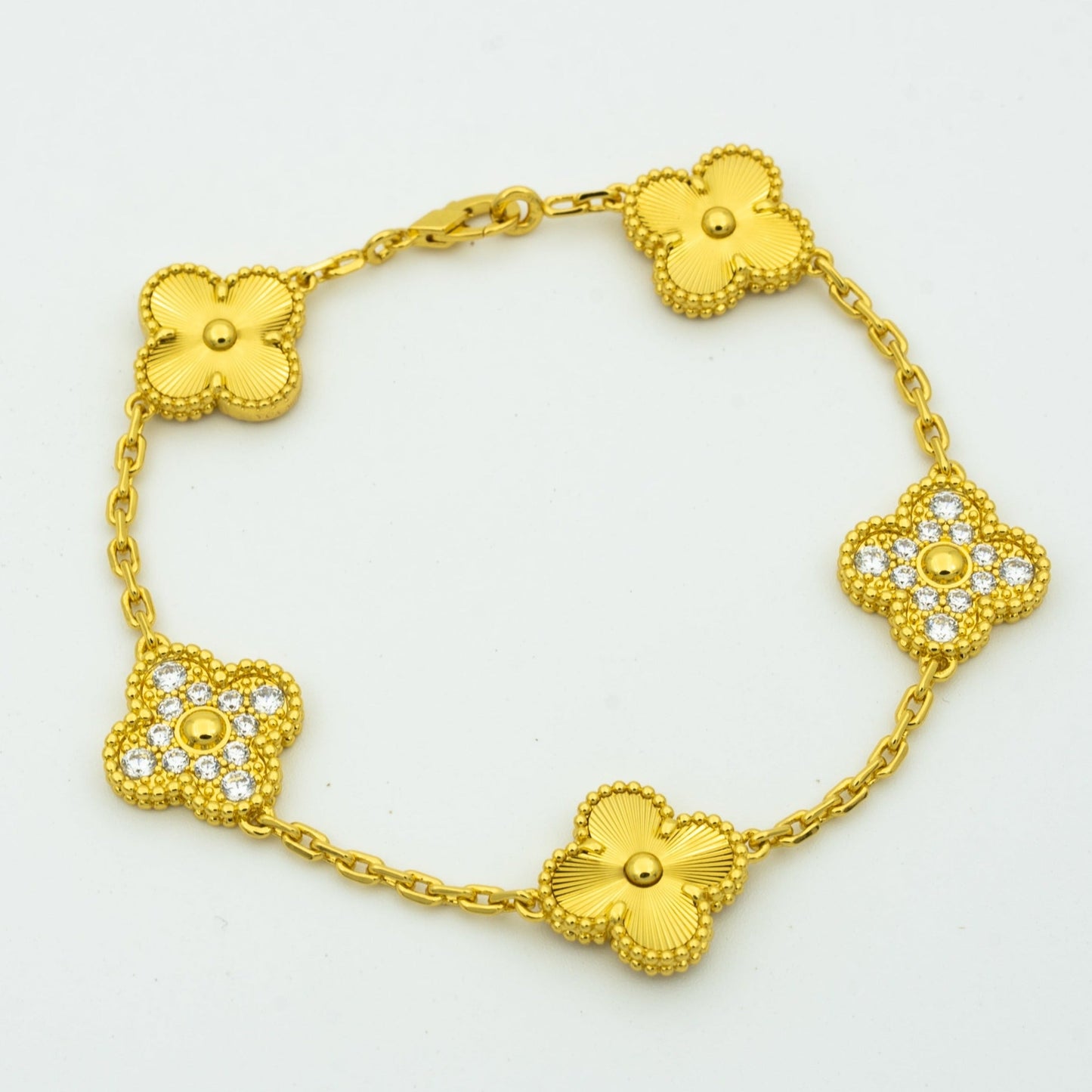 [AURORA]CLOVER BRACELET 5 MOTIFS GOLD DIAMOND