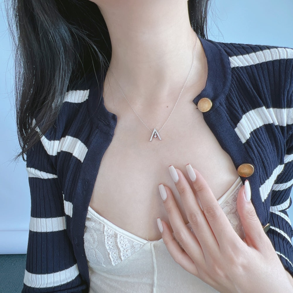 [AURORA]Sparkling "A" Shape Necklace