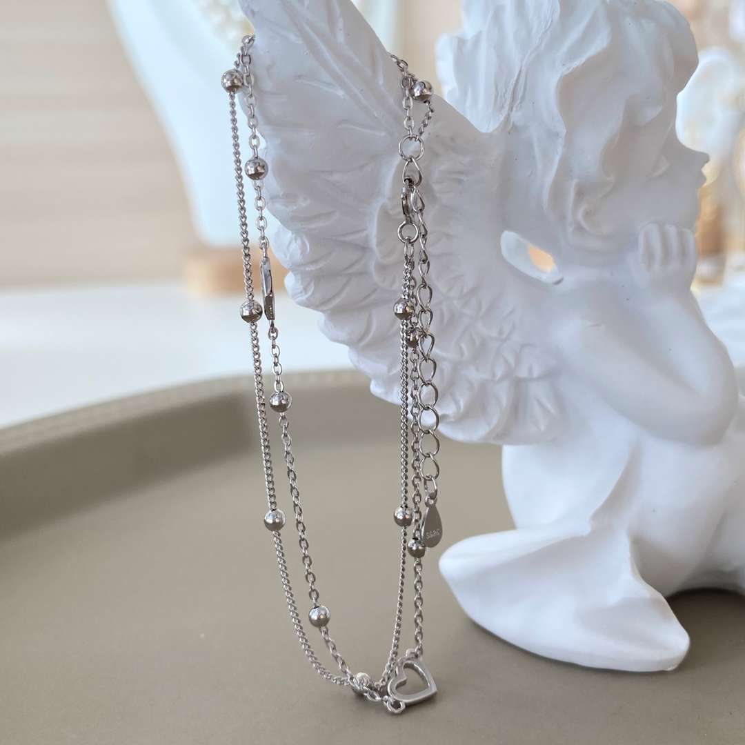 [AURORA]Dainty Double Layer Love Heart Bracelet