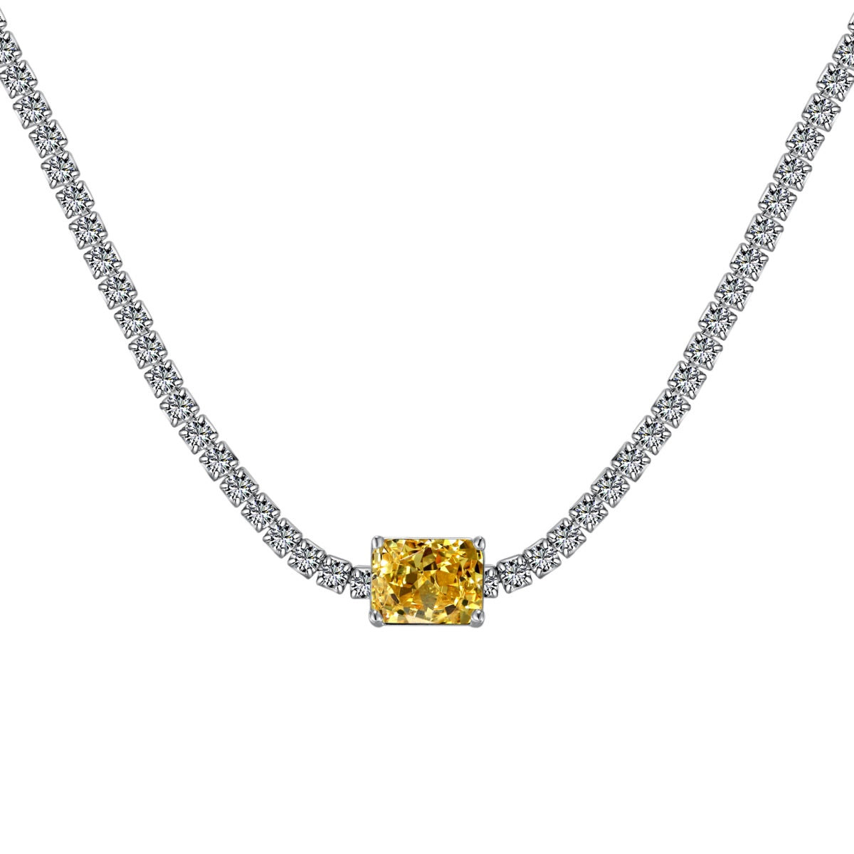 [AURORA]2.0 carat Ornate Emerald Cut Necklace