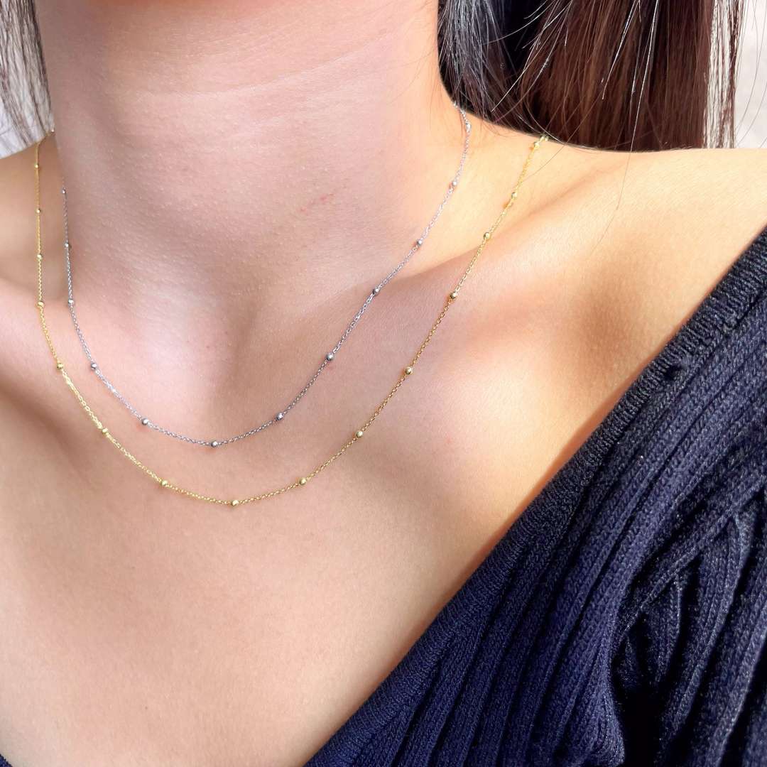 [AURORA]Small Bead Clavicle Chain Simple Necklace