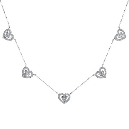 [AURORA]Sparkling Five Heart Necklace
