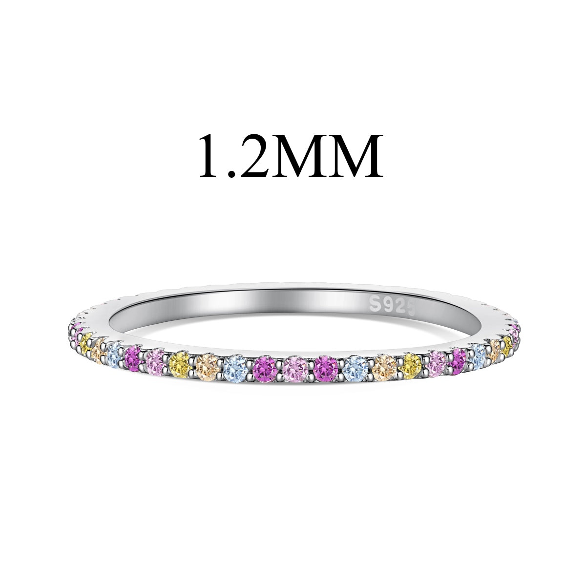 [AURORA]Ornate Colorful Round Cut Tennis Ring