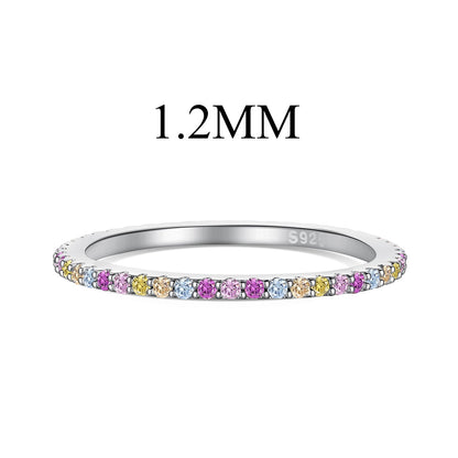 [AURORA]Ornate Colorful Round Cut Tennis Ring