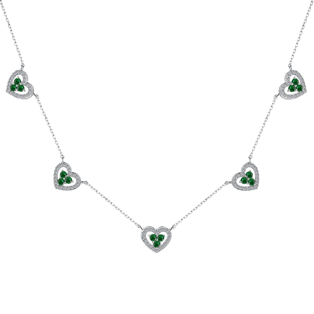 [AURORA]Sparkling Five Heart Necklace