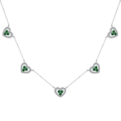 [AURORA]Sparkling Five Heart Necklace
