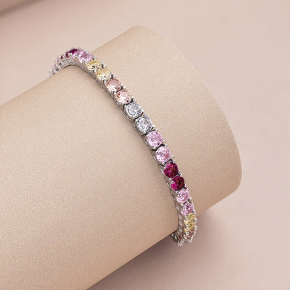 [AURORA]Radiant Colorful Round Cut Tennis Bracelet