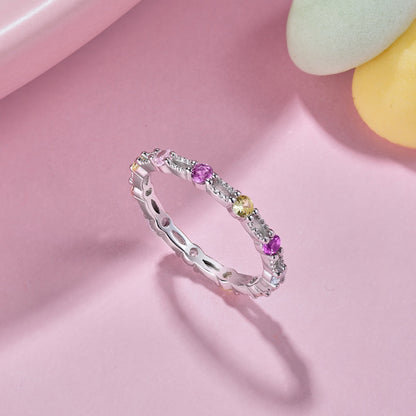 [AURORA]Sparkling Colorful Round Cut Tennis Ring