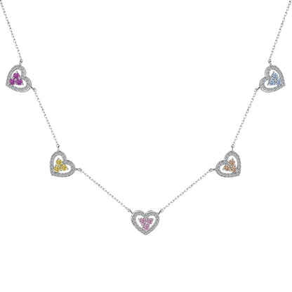 [AURORA]Sparkling Five Heart Necklace