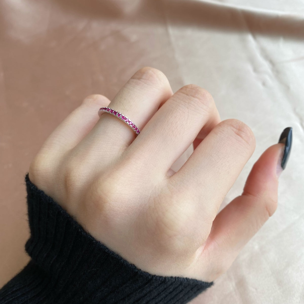 [AURORA]Delicate Sparkling Round Cut Daily Ring
