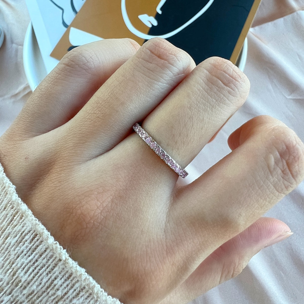 [AURORA]Delicate Sparkling Round Cut Daily Ring