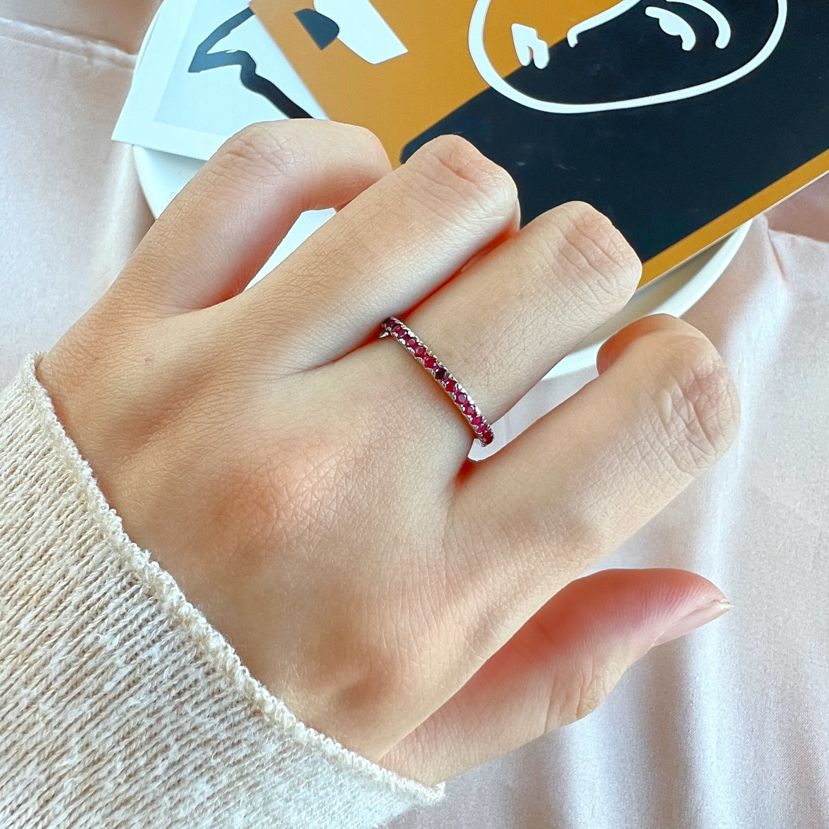 [AURORA]Delicate Sparkling Round Cut Daily Ring