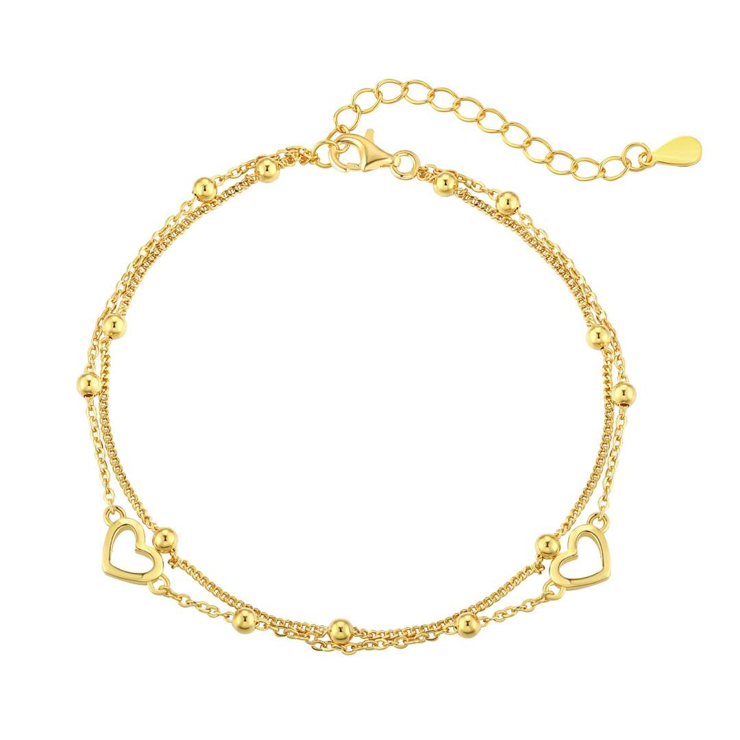 [AURORA]Dainty Double Layer Love Heart Bracelet