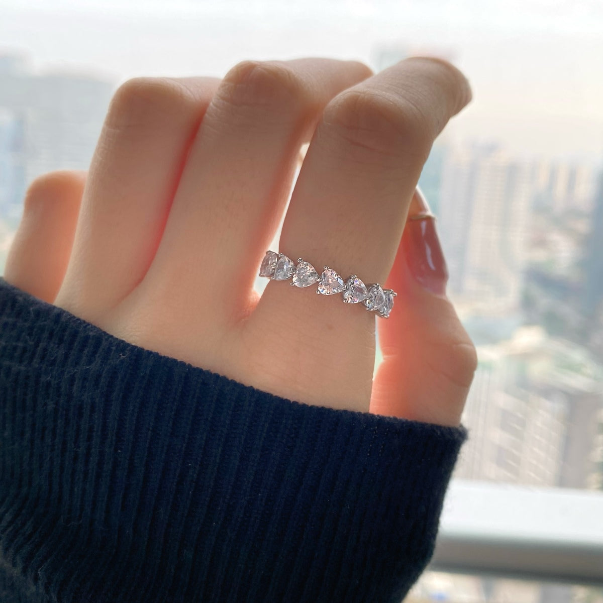 [AURORA]0.25 Carat Radiant Romance Heart Cut Lover Ring
