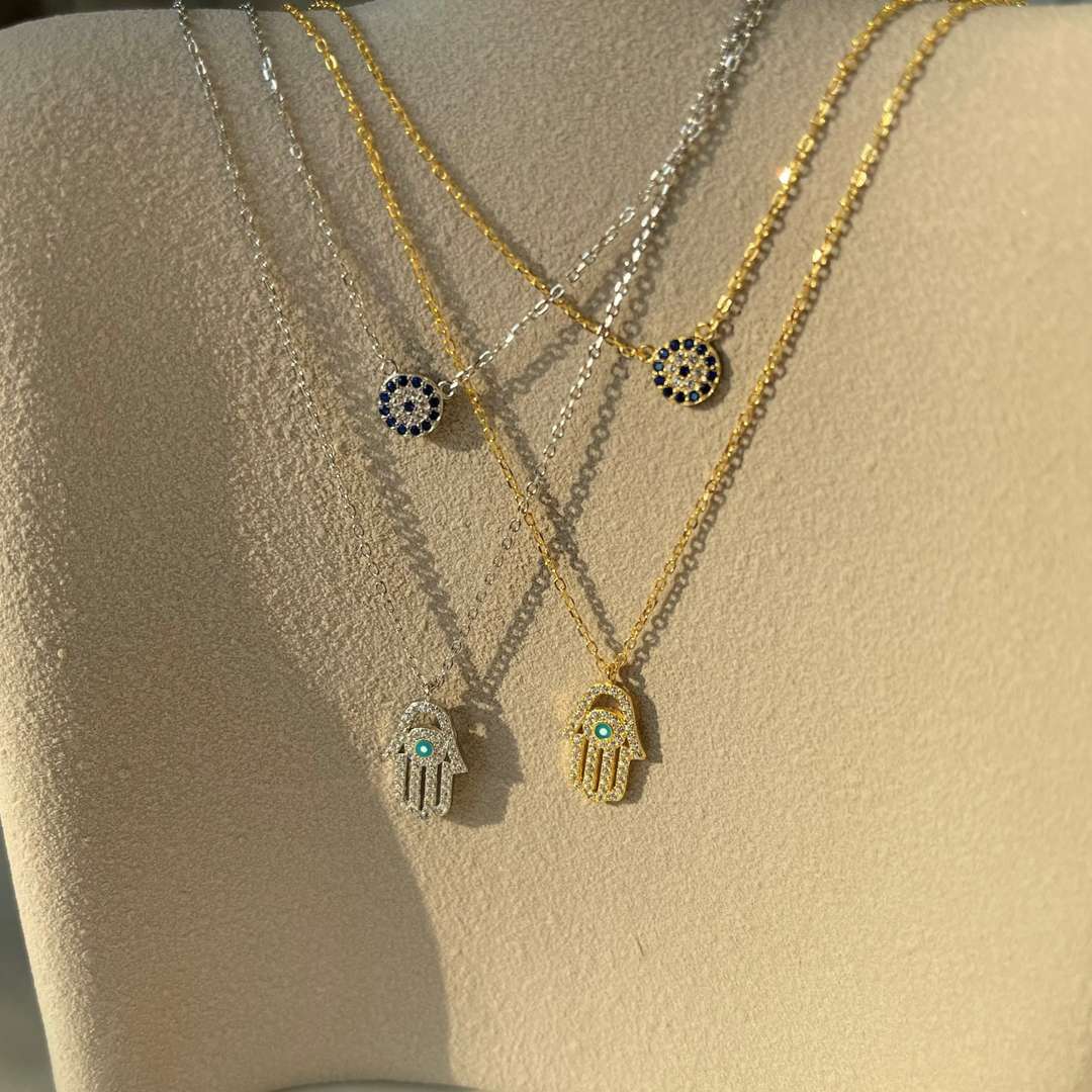 [AURORA]Demon Eye Hamsa Palm Necklace