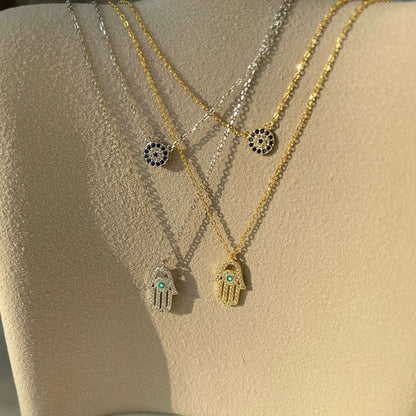 [AURORA]Demon Eye Hamsa Palm Necklace