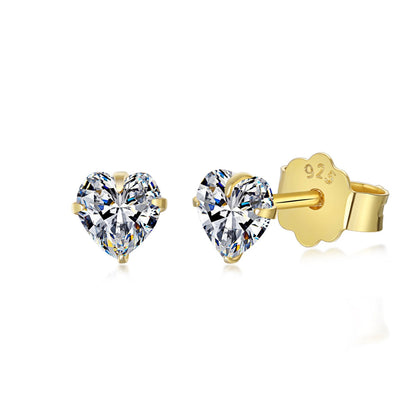 [AURORA]Sparkling Heart Shaped Simple Earrings