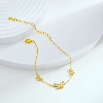 [AURORA]Delicate Butterfly Pendant Bracelet