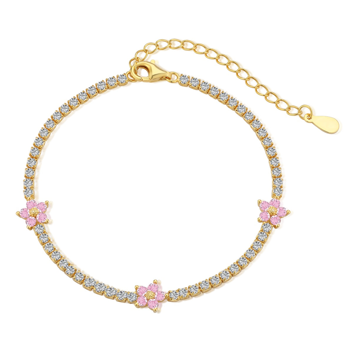 [AURORA]Sparkling Flower Shape Tennis Bracelet