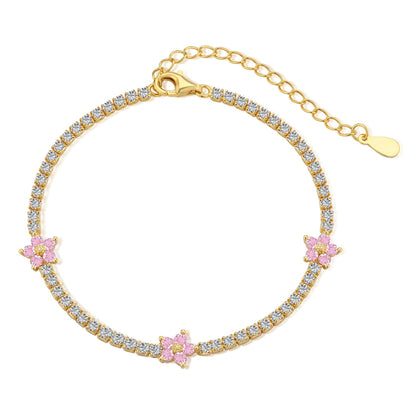 [AURORA]Sparkling Flower Shape Tennis Bracelet