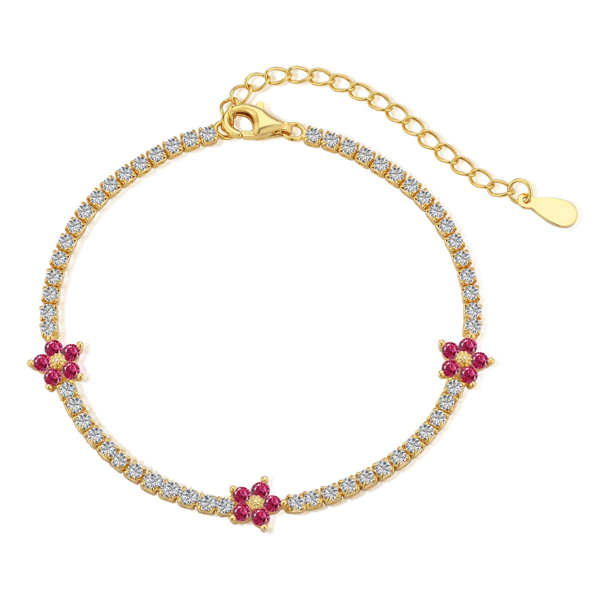 [AURORA]Sparkling Flower Shape Tennis Bracelet