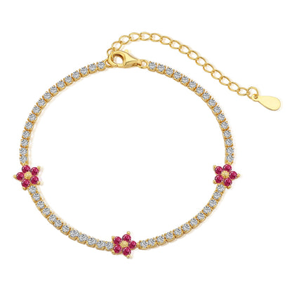 [AURORA]Sparkling Flower Shape Tennis Bracelet