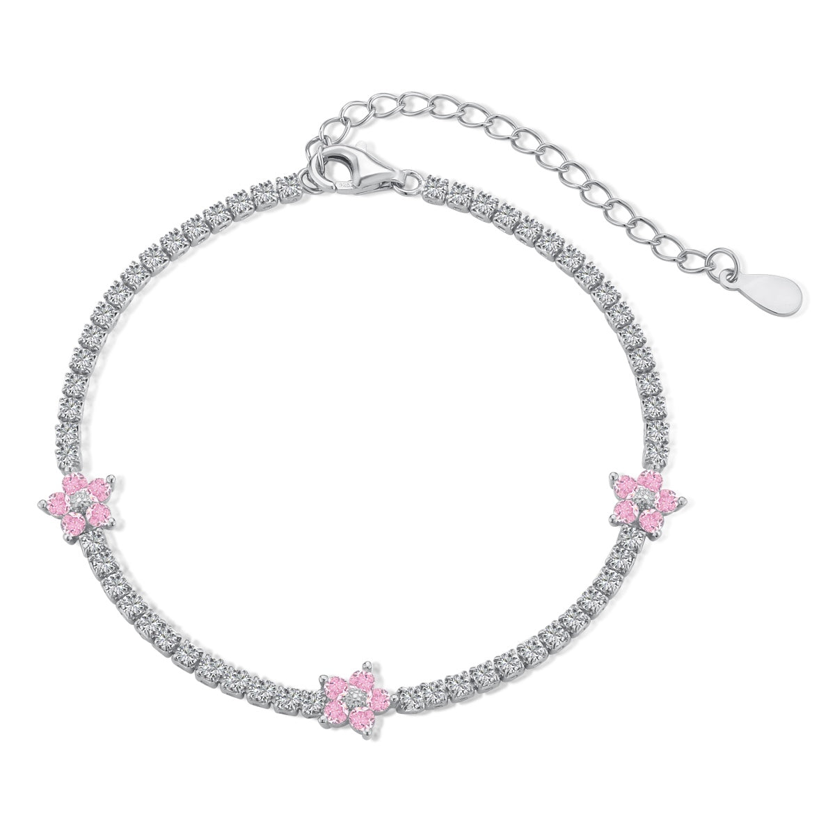 [AURORA]Sparkling Flower Shape Tennis Bracelet