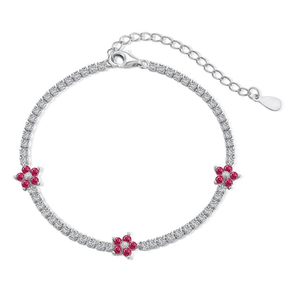 [AURORA]Sparkling Flower Shape Tennis Bracelet