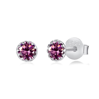 [AURORA]Sparkling Colorful Round Shape Earrings